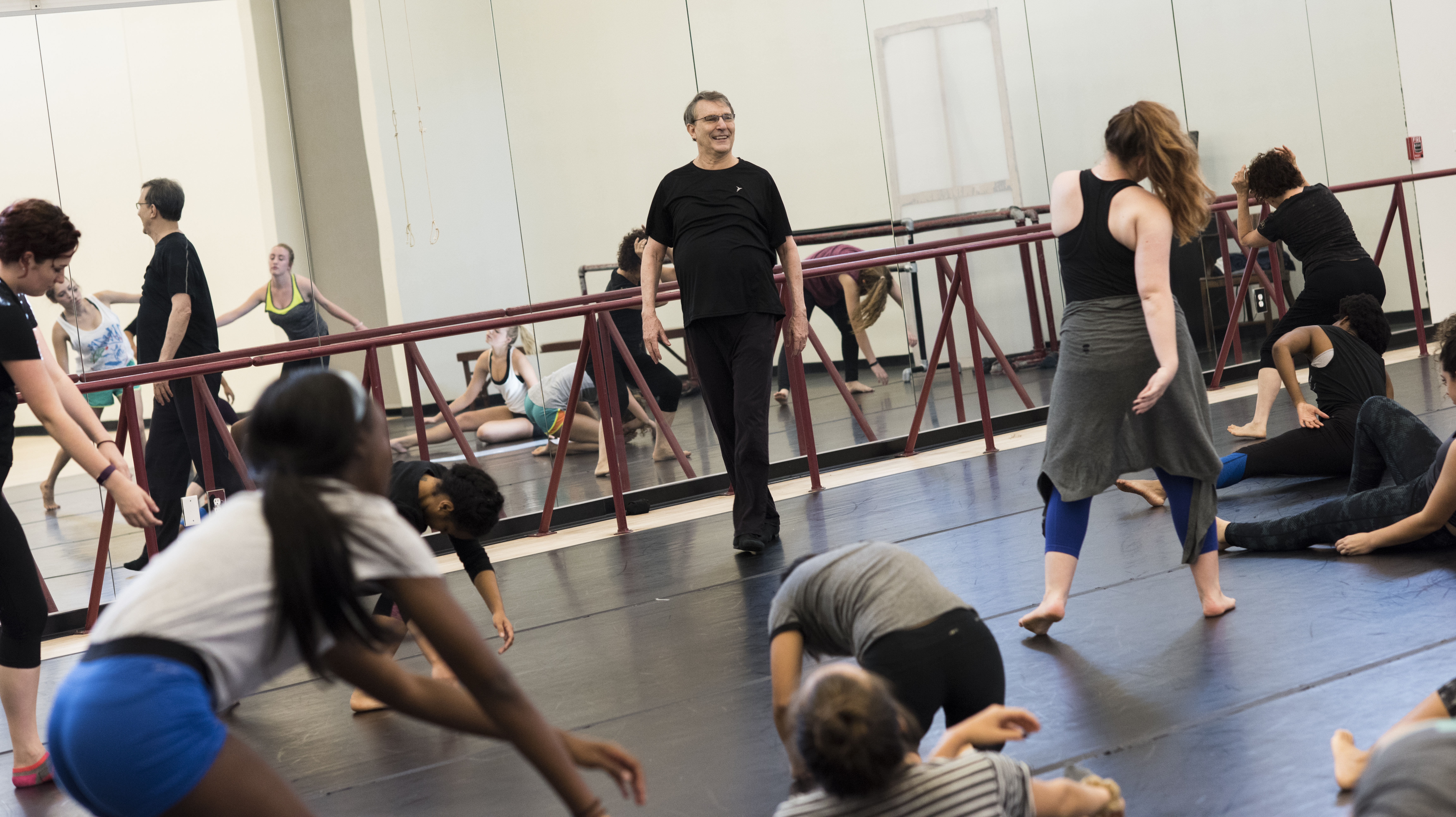 Choreographer Bill Evans led rehearsals for University of North Texas dance students for the Faculty Dance Concert Feb. 9-12. Photo by Ahna Hubnik.